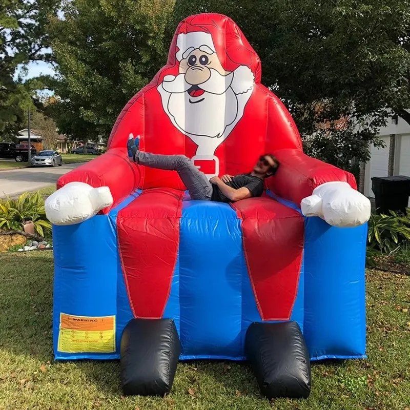 8x8 big advertising inflatable Santa Claus sofa chair for outdoor Christmas party from China   factory