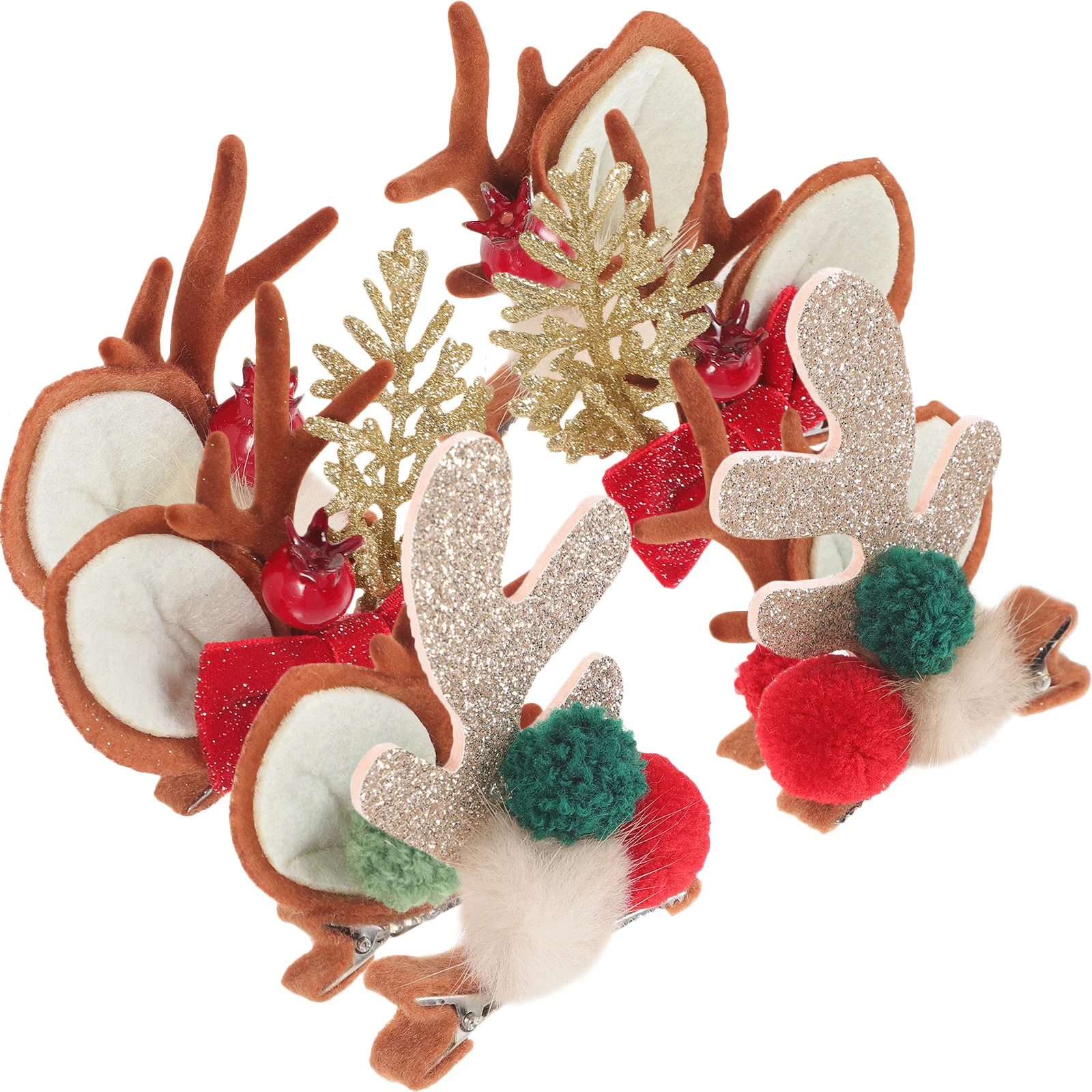 

4Pairs Reindeer Hair Clips Christmas Wedding Hair Accessories Festive Barrettes for Women Holiday Gift Set Lightweight