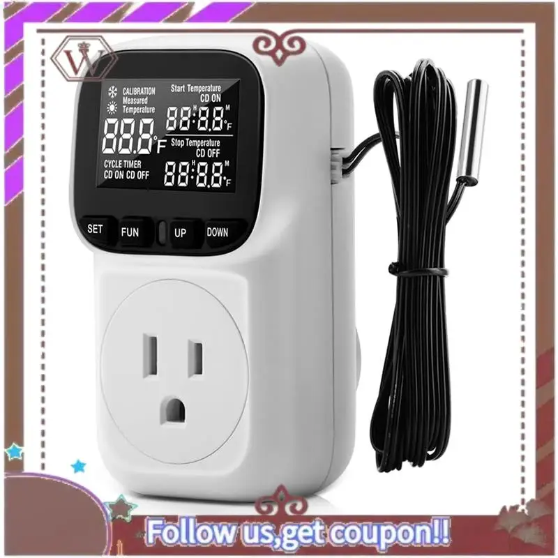 ABBG-цифровая вилка термостата, выход 120 В, контроль нагрева и охлаждения, 110 В, 15 А, дисплей по Цельсию, по Фаренгейту, вилка для теплицы, США