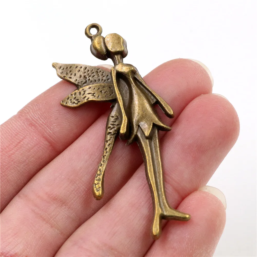 58x22mm 5pcs Antique Bronze Plated Angel Girl With Wings Handmade Charms Pendant:DIY for bracelet necklace-P7-37