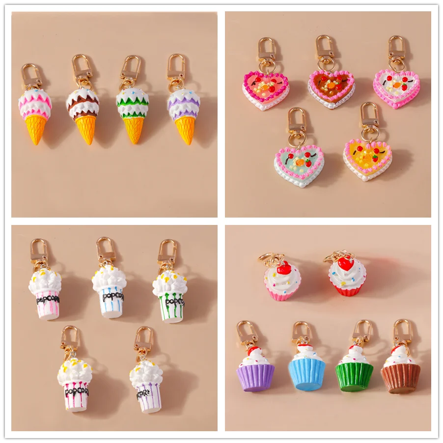 

Aihua Sweet Resin Simulation Birthday Cake Cupcake Keychains for Women Girls Cute Food Keychain Handbag Pendant Car Key Gifts