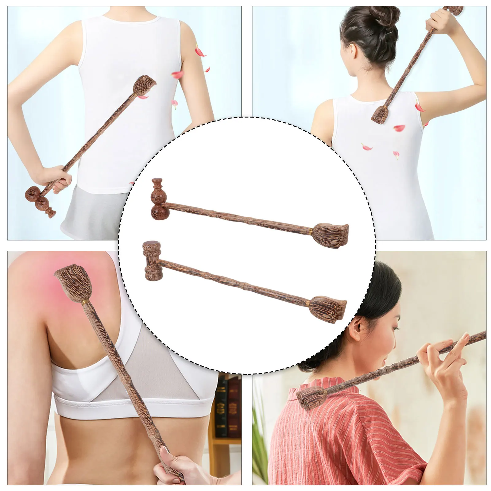 

Wooden Back Scratcher Massage Hammer Dual use Body H held Tool Long H Muscle Relief Extended Reach Practical Gift