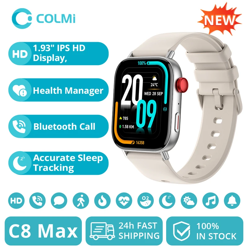 Relógio Inteligente Colmi C8 Max com Tela HD Colorida de 1.93"