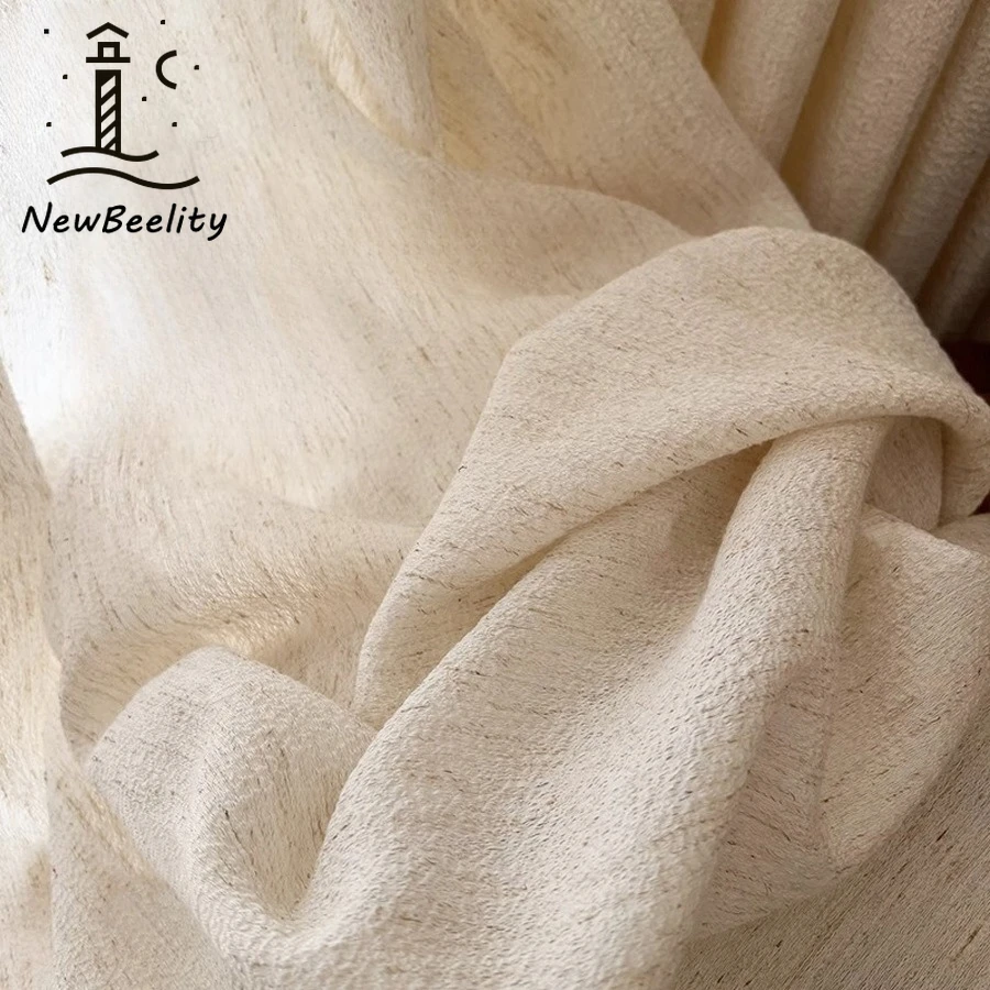 New Japanese Style Autumn Yarn Transparent Linen Tulle Curtains for Living Room Bedroom Dining Custom Size Warm Colors Decor