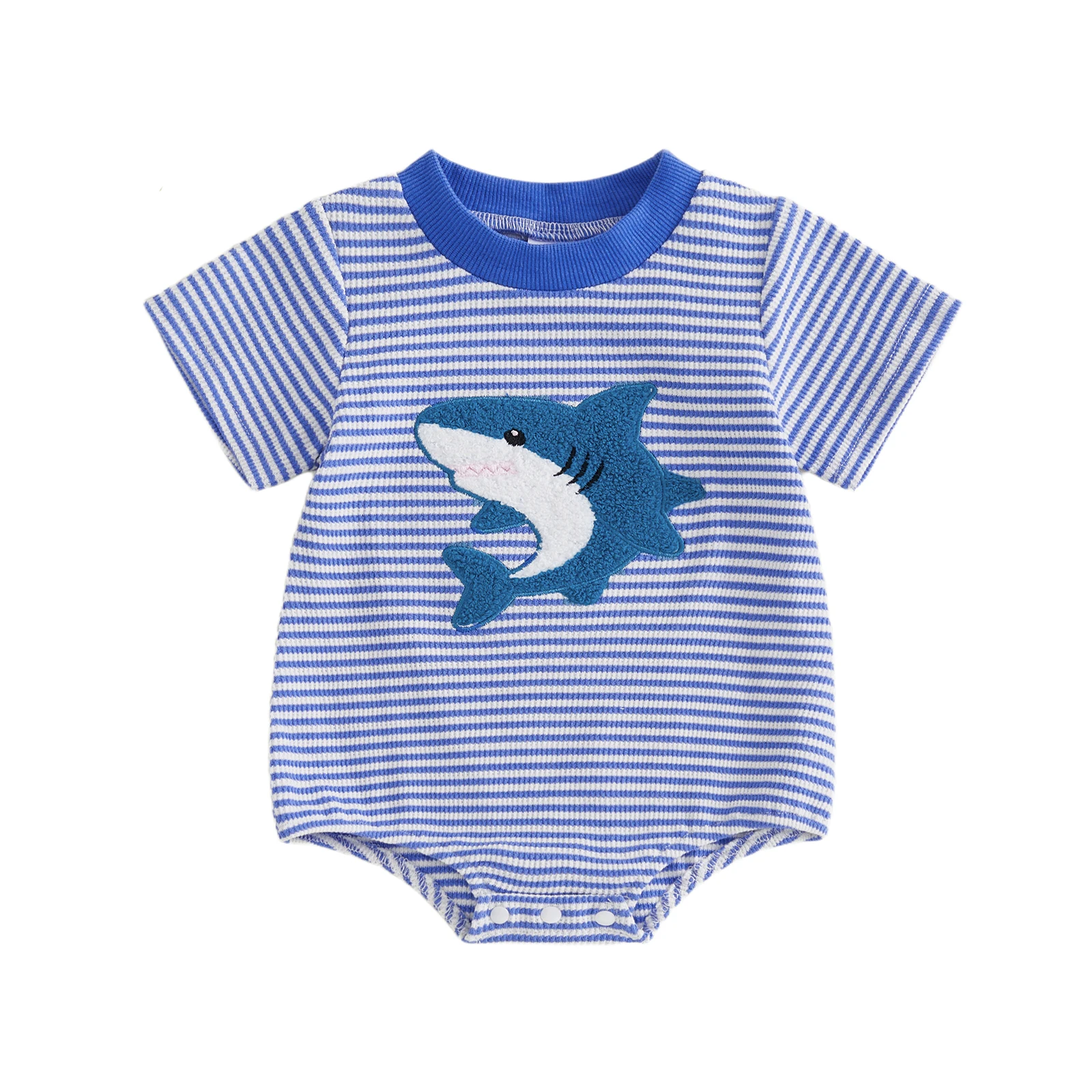 Striped Embroidered Baby Romper 2