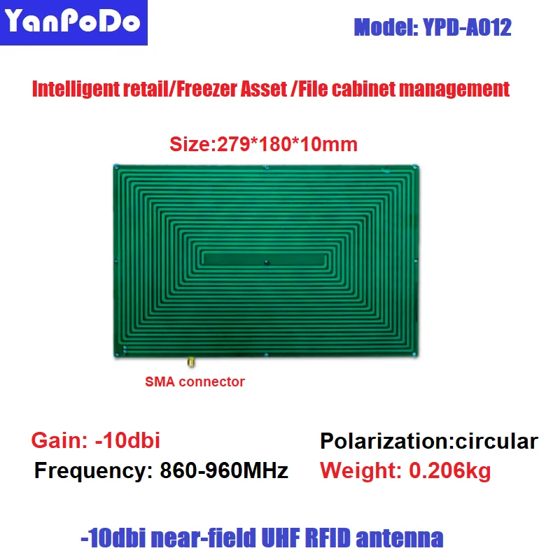 10cm-1M Ultra Thin 200tags/Sec Near Field RFID UHF Circular Antenna -10dbi IPX4 SMA for Smart Cabinet Tools Tracking Management