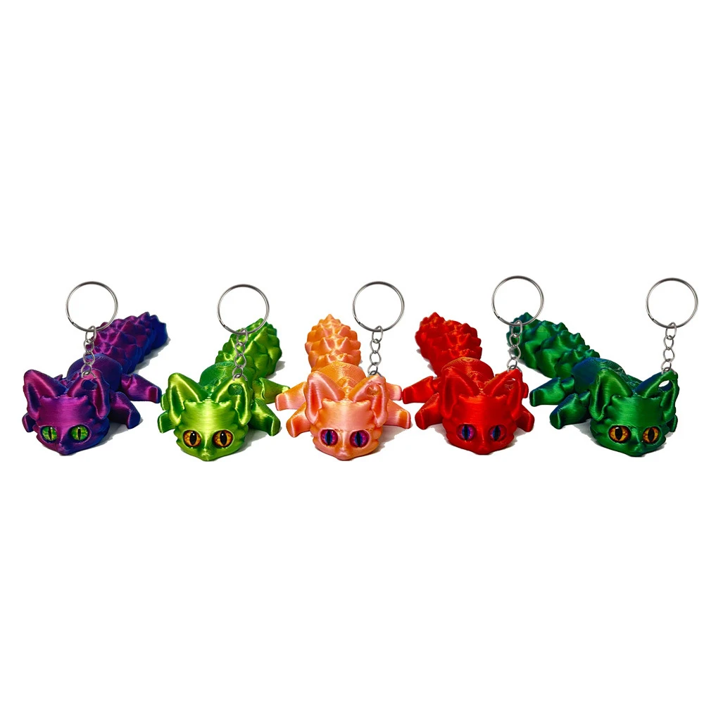 3D Printed Foxes Keychain Pendant With Movable Tail Creative Designing Decorative Bag Charm Fashion Accessory Ornaments Gifts