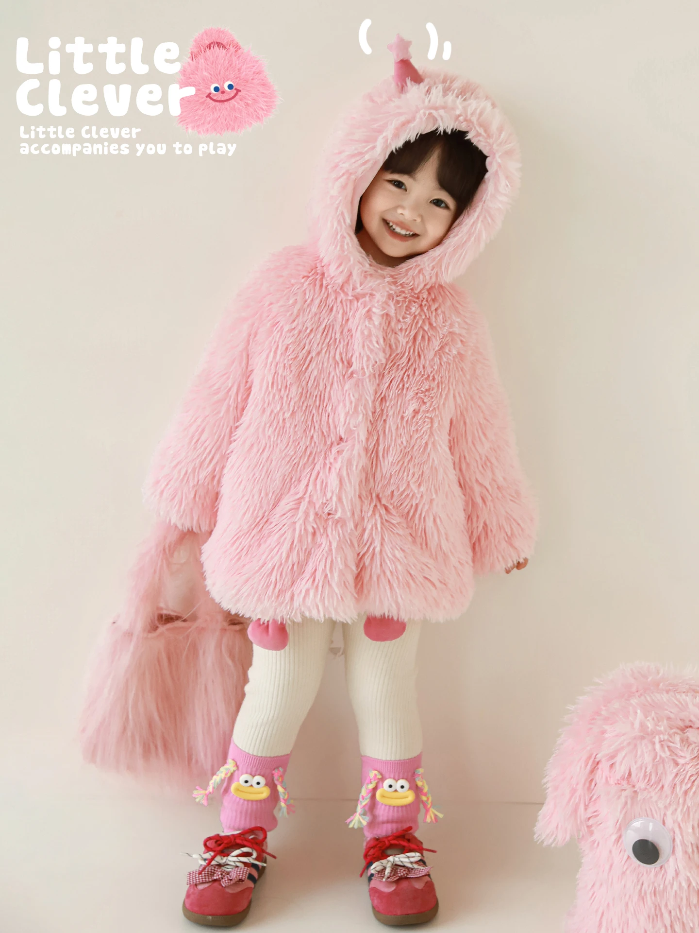 

Toddler Girls 2025 Winter New Fleece Lined Thickened Cartoon Plush Jacket Hooded Warm Cute Girls Winter Coat 1-7 Years