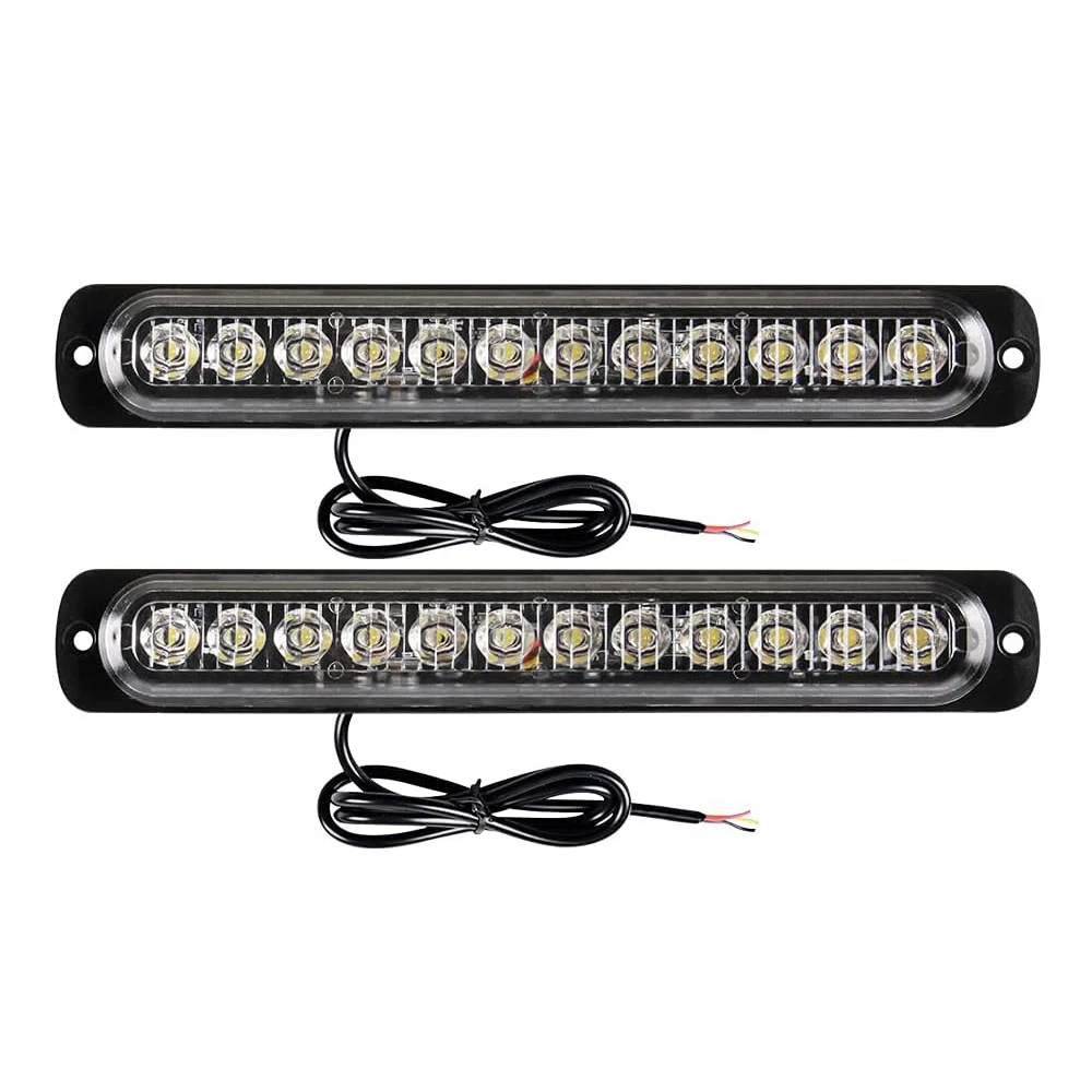 12LED Car Led Strobe Warning Light Grill Flashing Breakdown Emergency Truck Trailer Beacon LED Flash Side Lamp 12V-24V