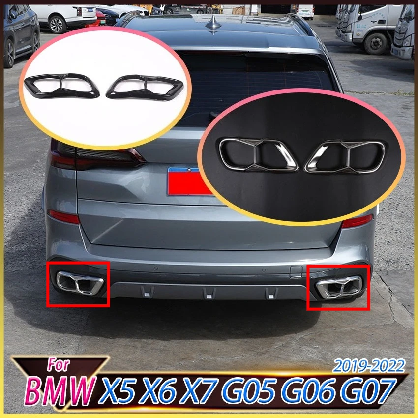 Tailpipe Decorative Cover For BMW X5 X6 X7 G05 G06 G07 2019-2022 Exhaust Pipe Tail Pipe M60i Muffler Tip Nozzle Body Kit Tuning
