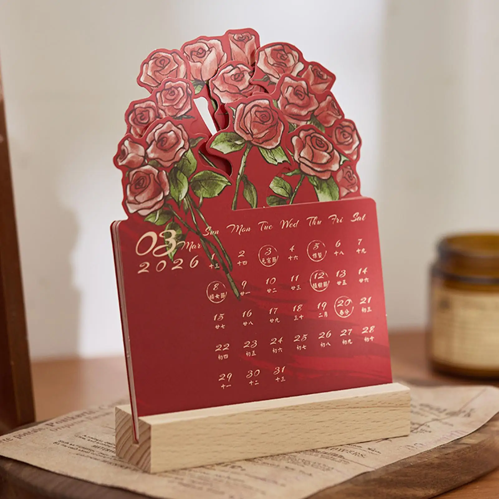

Desk Calendar 2026 Rose Daily Weekly Monthly Planner Vintage 2026 Calendar Deck Decor for Agenda Appointment Planning New Year