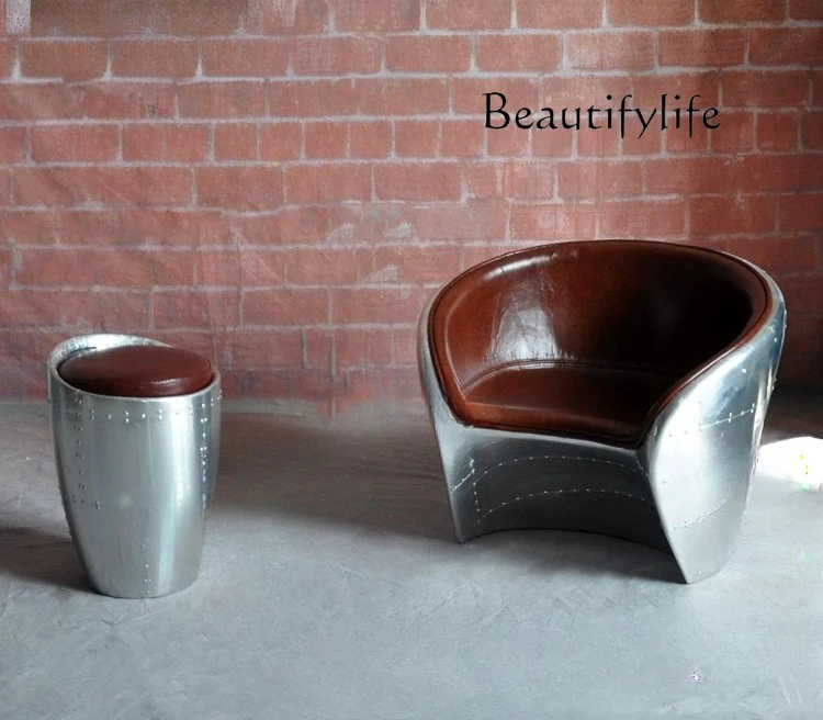 Cigar Bar Aluminum Leather Rivet Short Stool Cafe KTV Club Industrial Wine Barrel Shoe Change Stool