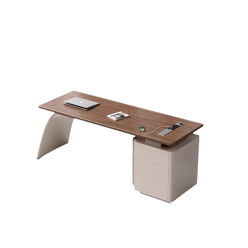 

Walnut solid wood desk modern high-end light luxury study Italian minimalist desk designer computer desk