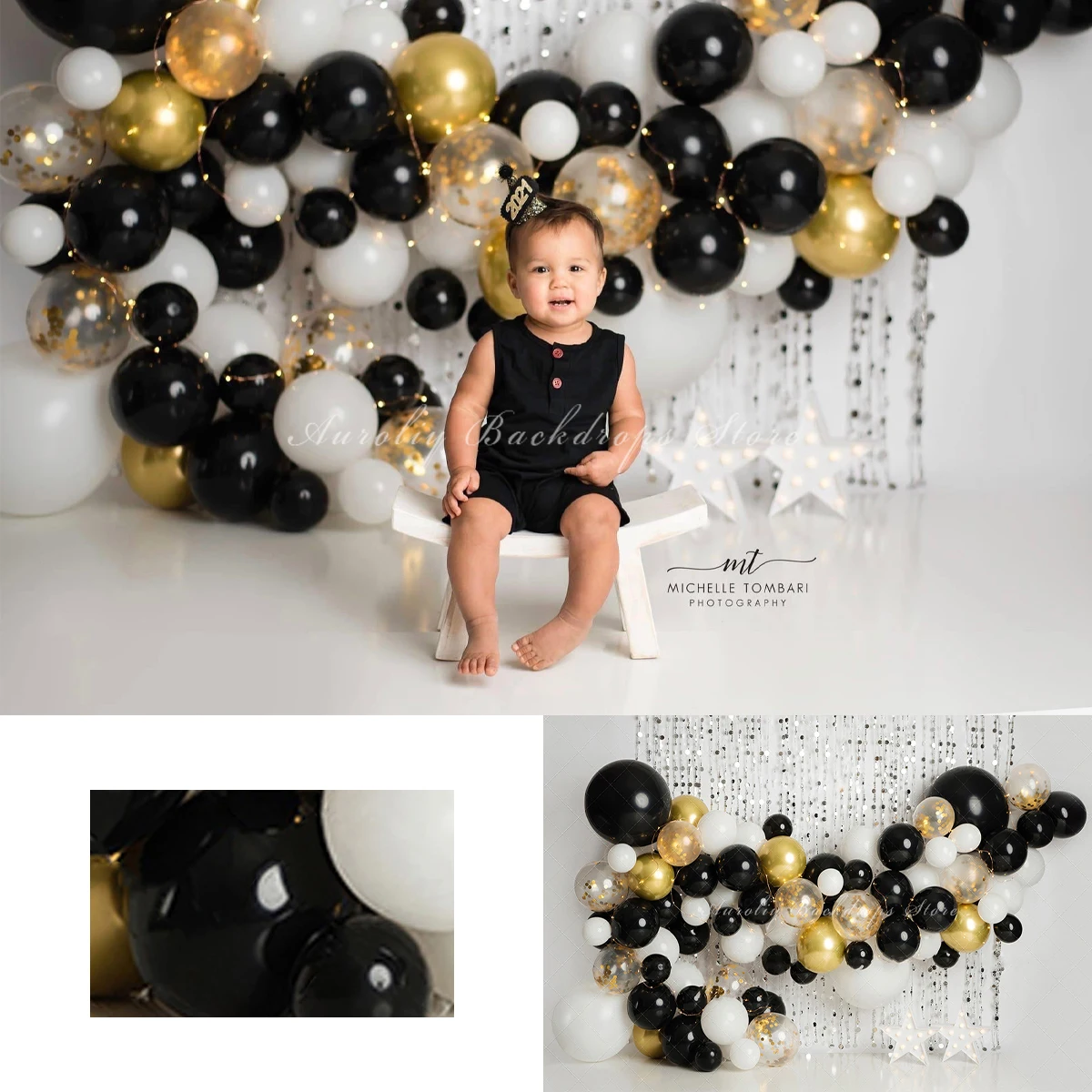 

Balloon Arch Backgrounds Cake Smash Kids Adult Photography Props Child Baby Shining Tassel Curtain Decors Photo Studio Backdrops