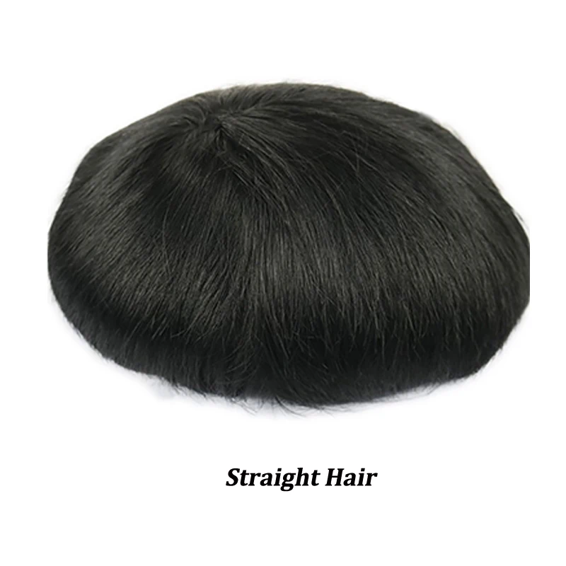 Thin Skin Men Toupee Indian Human Hair Wigs With Knots Invisible Natural Hairline Indian Hair System Units Male Hair Prosthesis