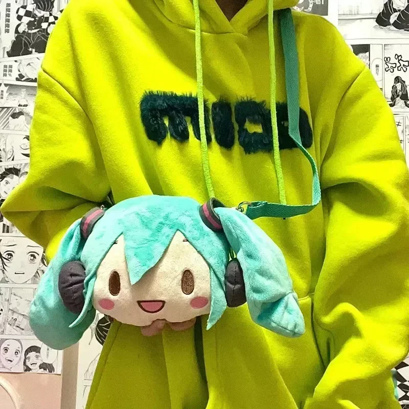 New Anime Hatsune Miku Bag Cartoon Cute Soft Smile Storage Small Pain Bag Plush One Shoulder Bag Collect Ornament Doll Gift