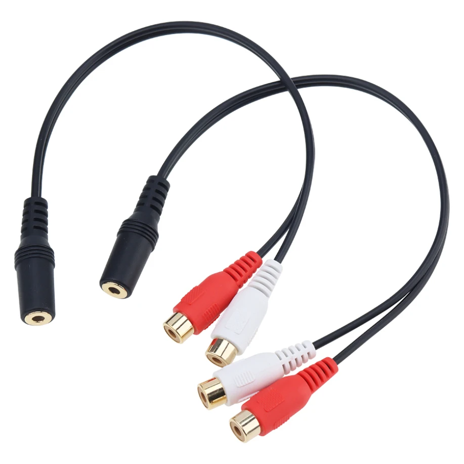 

Audio Cable 3.5mm Jack Plug Female to 2 RCA Female Stereo Splitter Adapter Cord For PC Headphones DVD CD TV VCR