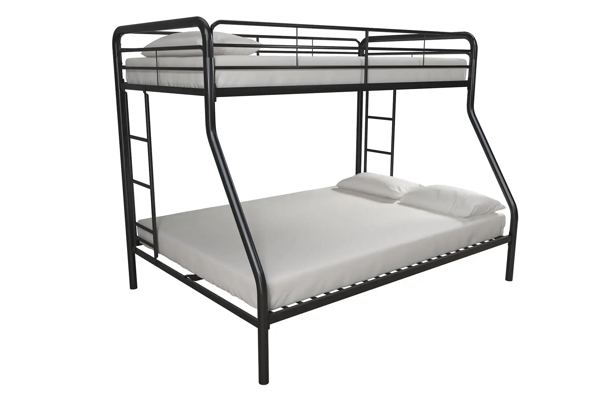 Dusty Twin over Full Metal Bunk Bed with Secured Ladders Black All-metal bunk bed with fixed ladder Mattresses are not included