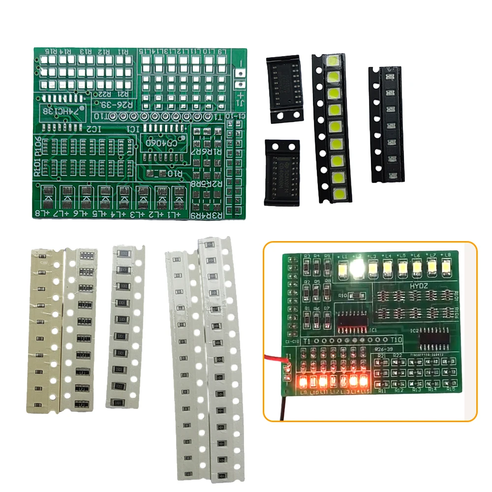 DIY Electronic Kit 15-way lantern controller kit SMD component welding practice board parts DX-TP12 Welding Learning