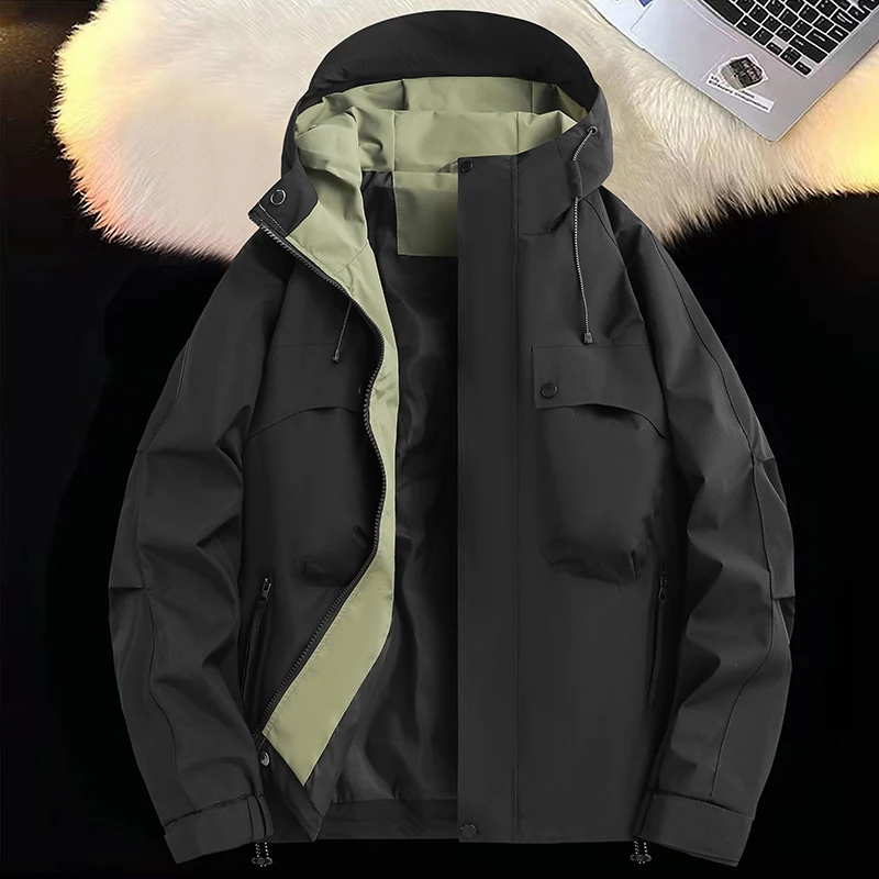 

Мужская куртка 2025 с капюшоном, повседневная модная брендовая рабочая одежда с несколькими карманами, мужская теплая куртка для езды на велосипеде на открытом воздухе