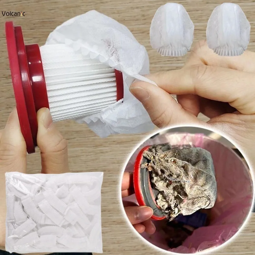 100 Pcs Disposable Vacuum Cleaner  Filter Protective Cover Washable  Nonwoven White Fabric For Handheld  Vacuum Cleaner