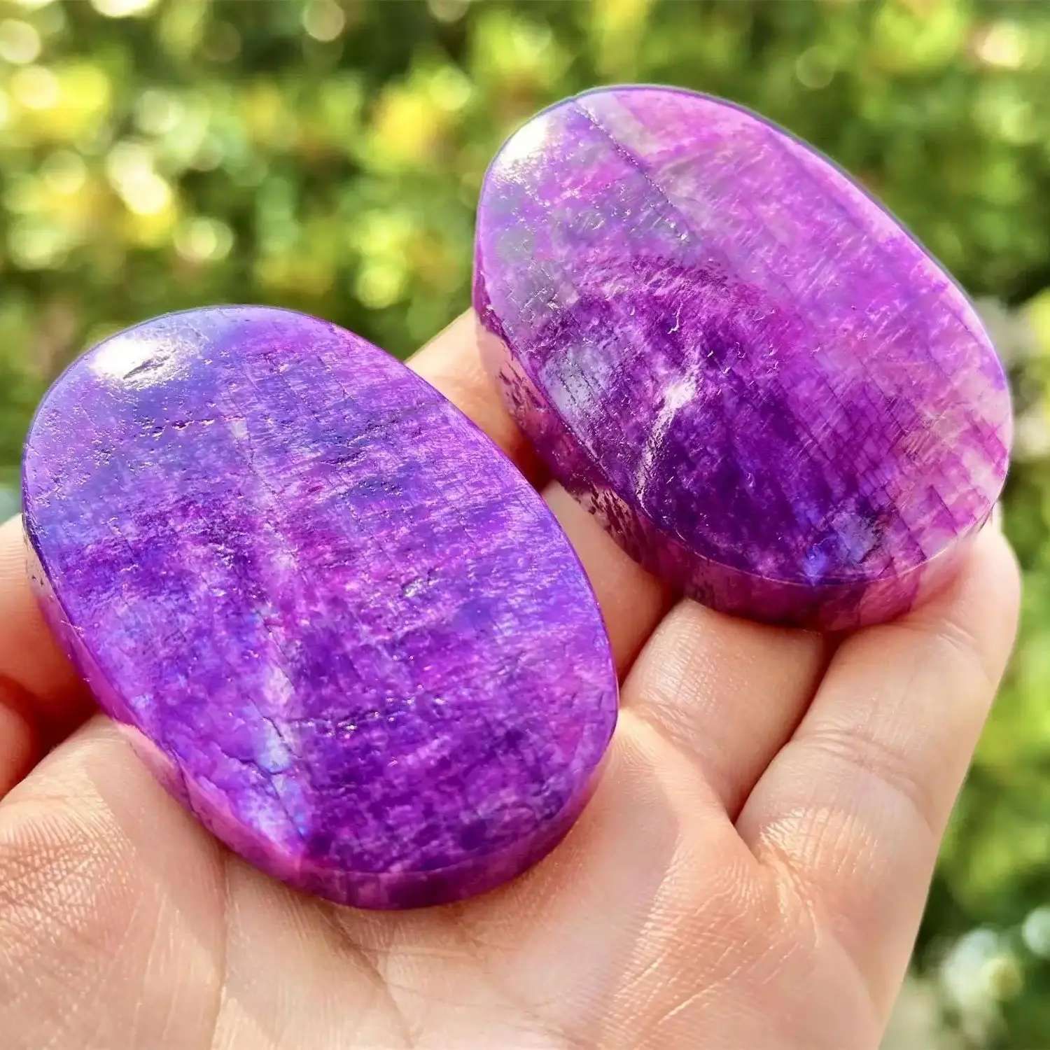 1pc Purple Moonstone Palm Stone, Crystal Worry Stone, Healing Palm Stone, Hand Carved, Home Decor, Crystal Gifts