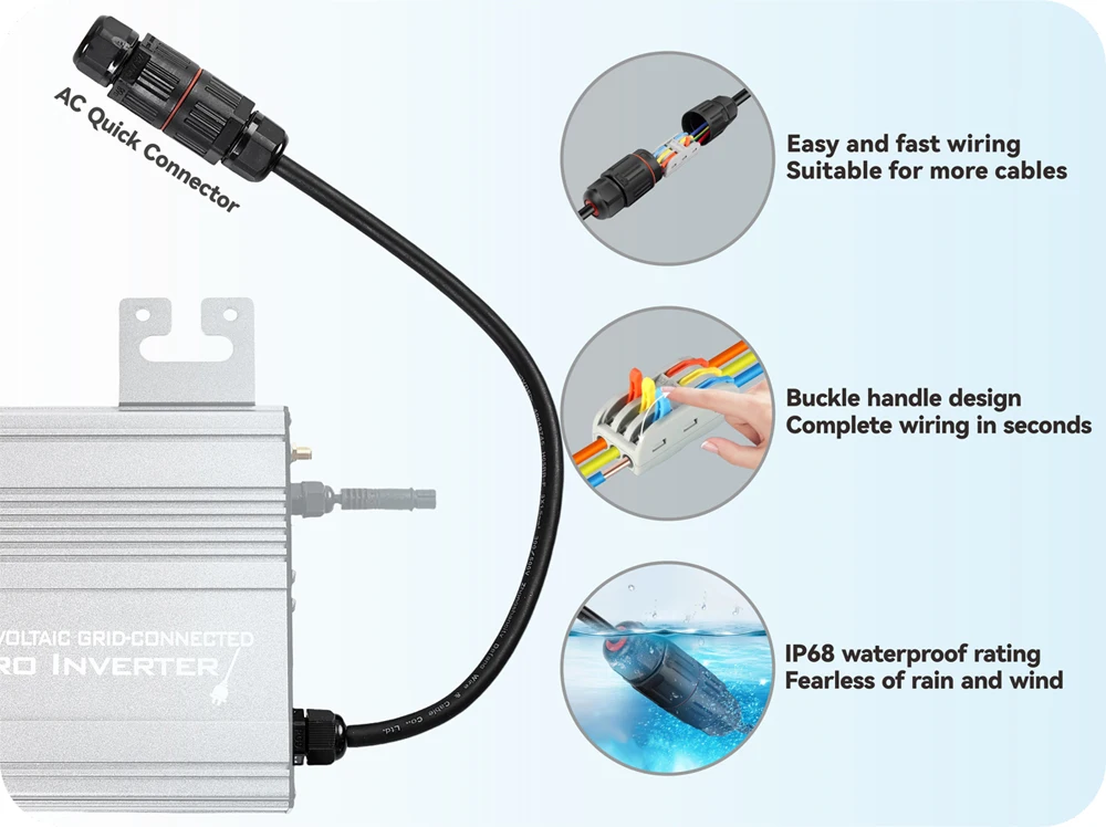 Smart MPPT Grid-Tie Microinverter for Balcony PV Systems 700W/600W/500W with CT Power Limiter And App Remote Monitoring