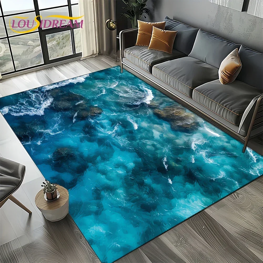 Ocean Beach Reef Nature Design Area Rug – Non-Slip Carpet for Living Room & Bedroom | Home Sofa Decor, Kids Floor Mat