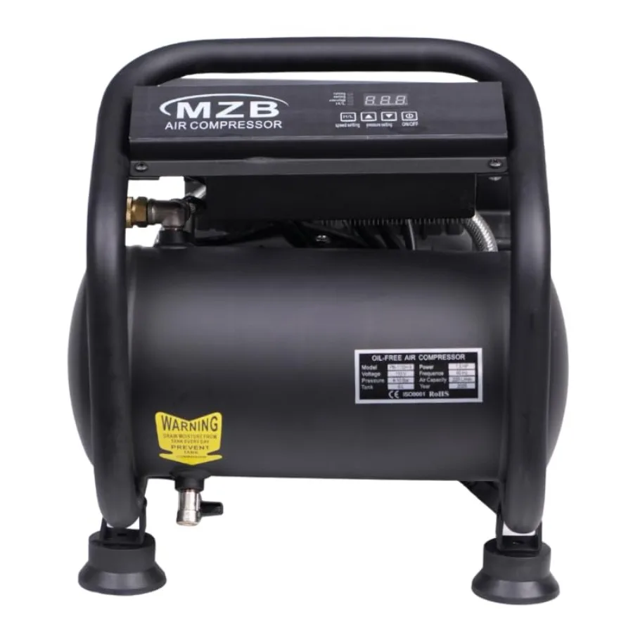 ضاغط هواء فائق الهدوء 1.6 جالون 110 فولت 60 هرتز تصميم خزان فولاذي خالي من الزيت مع مستوى ضوضاء 75 ديسيبل وعجلات مدمجة مثالية لـ Sp #2