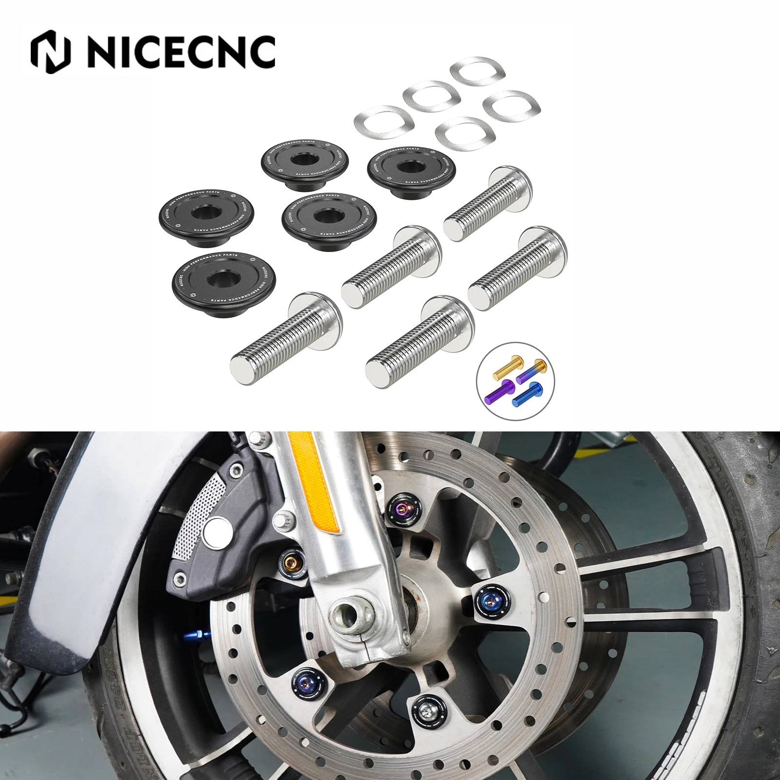 

Front Brake Rotor Disc Bolts for Harley Street Glide FLHX 2009-2022 Road King FLHRXS Electra Glide Standard FLHT 19-22 Tri Glide