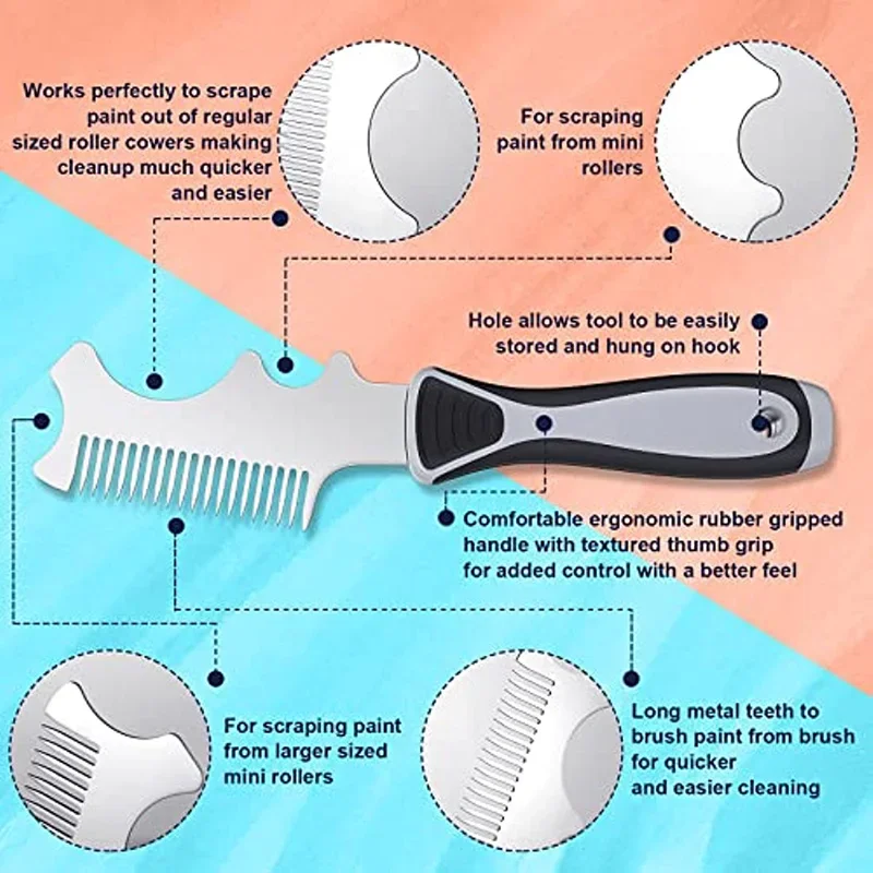 

4 in 1 Mulitifunction Stainless Steel Paintbrushes Rollers Cleaning MaintainingPaint Brush Comb Brush Roller Cleaner Tool