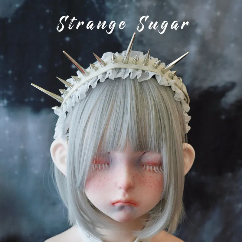 

Original Handmade Long and Short Rivets Leather Pleated Headband Unique Punk Headbands Hair Accessories for Women