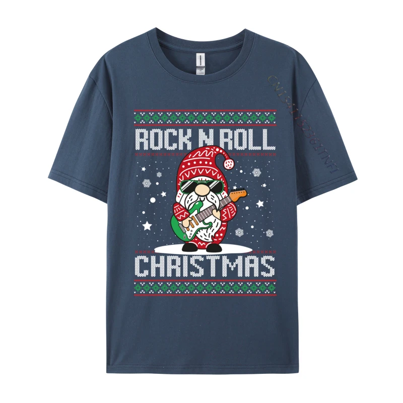 Guitarist Santa Gnome Guitar Rock N Roll Xmas Ugly Christmas T-Shirts Simple Style Top T-Shirts Cotton Men Tops Shirts Funny