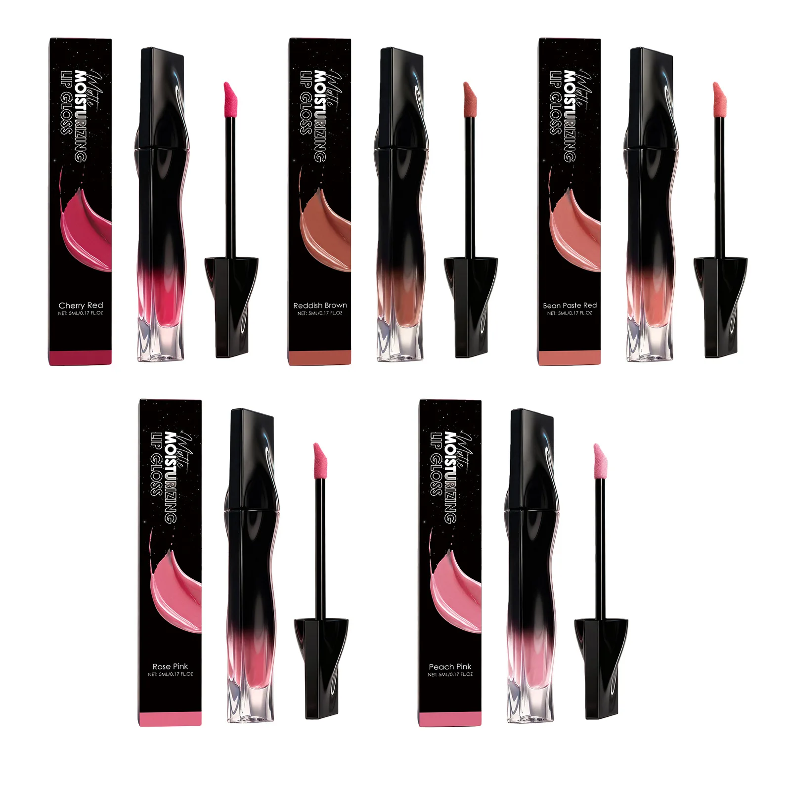 ลิปกลอสเนื้อแมทติดทนนานกันน้ำไม่ติดถ้วยลิปสติกให้ความชุ่มชื้นลิปกลอสเนื้อเนียนผู้หญิงแต่งหน้าเครื่องสำอาง 5 สี