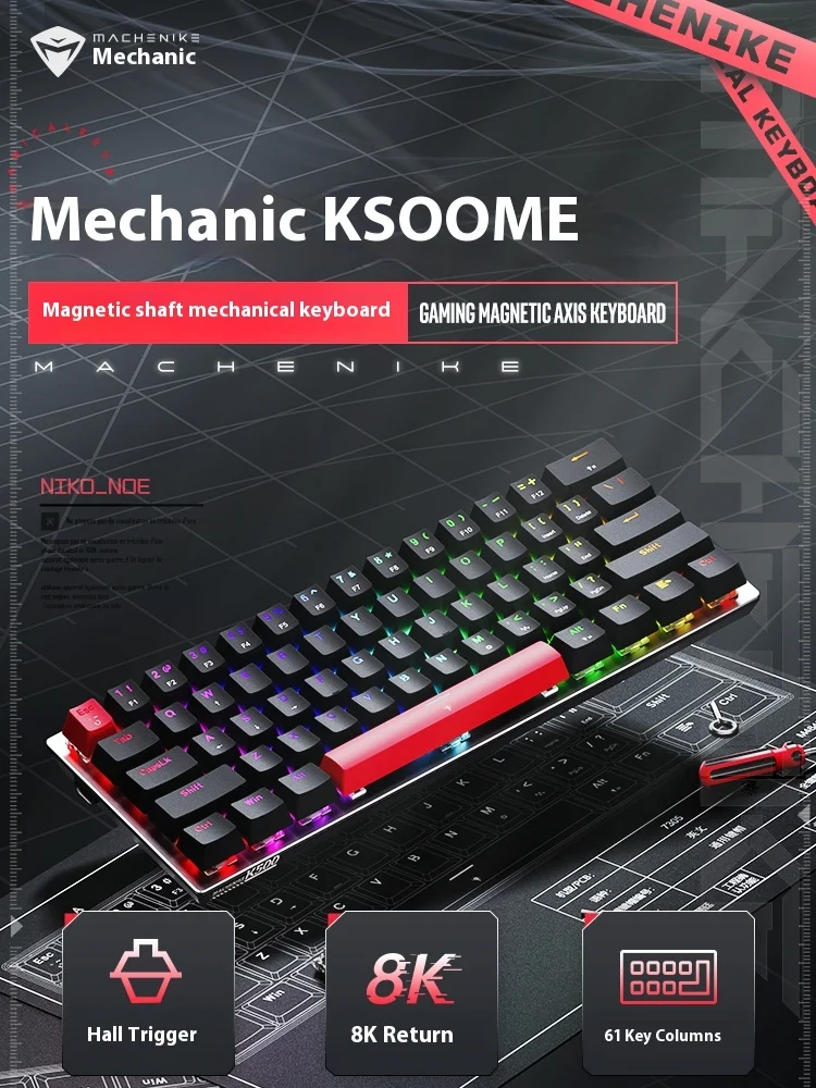 K500 M61 Wired Magnetic Axis Customized Mechanical Keyboard RGB Hot-Swappable 8000HZ 8K Report Rate Aluminum Alloy Cover