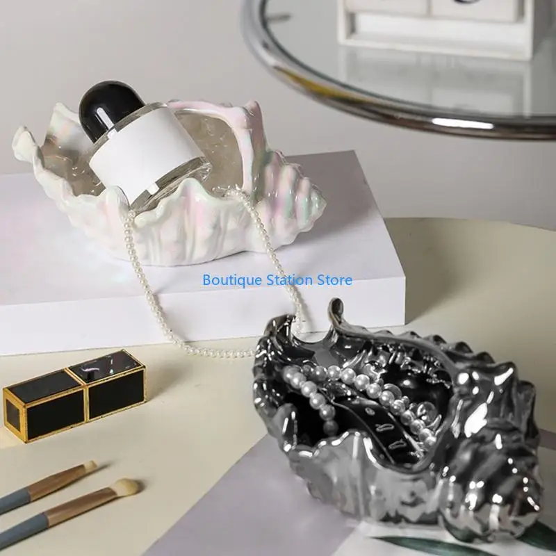 Y55F Creative Conch Conch Compred Ceramic Jewelry Tray Multifunctional Home Resilder Base Sturdy Sturdy For Rings Occons #5