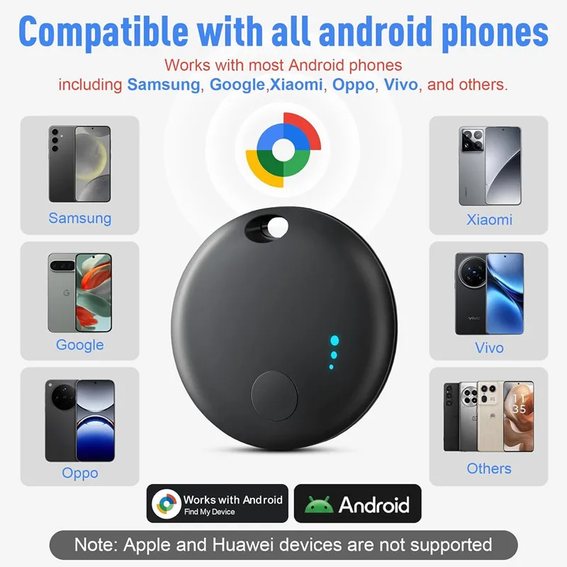 Android Air Tracker Tag Bluetooth Tracker Smart Tags Work with Google Find Hub App Search Locator Tracking Device Item Finder