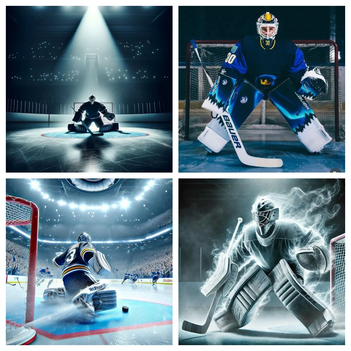 Ice hockey goalkeeper silhouette 5D Diamond Painting Ice sports DIY Diamond Embroidery Boys' Bedroom Decor Home Wall Decor
