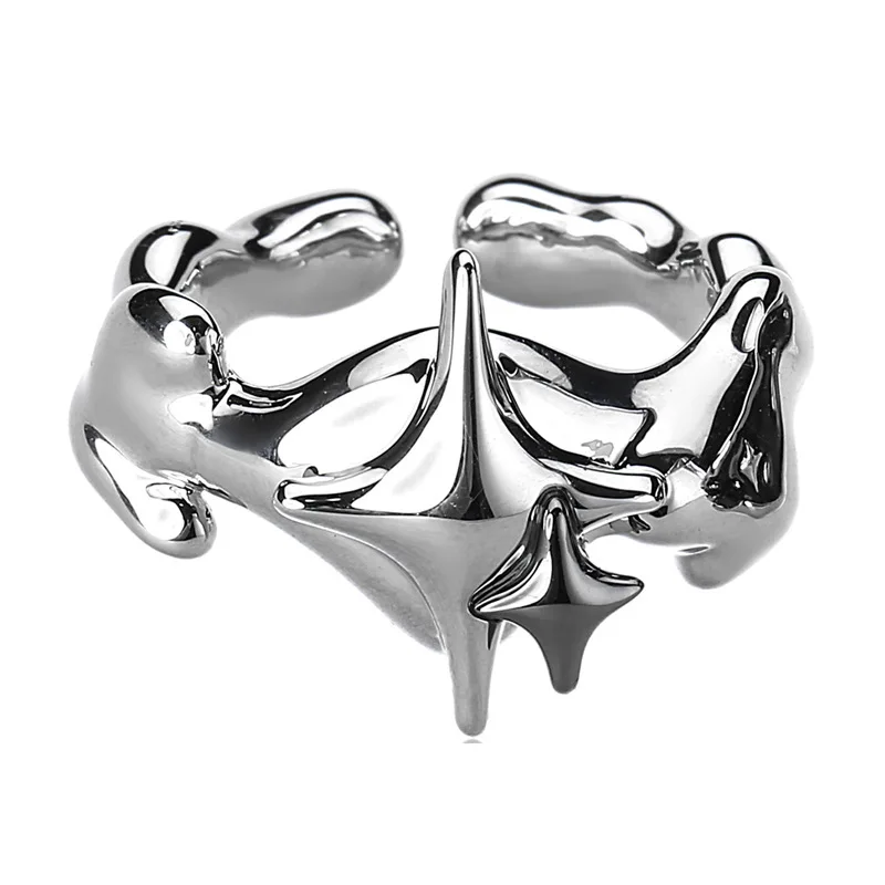 QMCOCO – bague irrégulière pour femmes, couleur argent, étoile, Punk, nouvelle mode créative géométrique Hip Hop, bijoux cadeau de fête