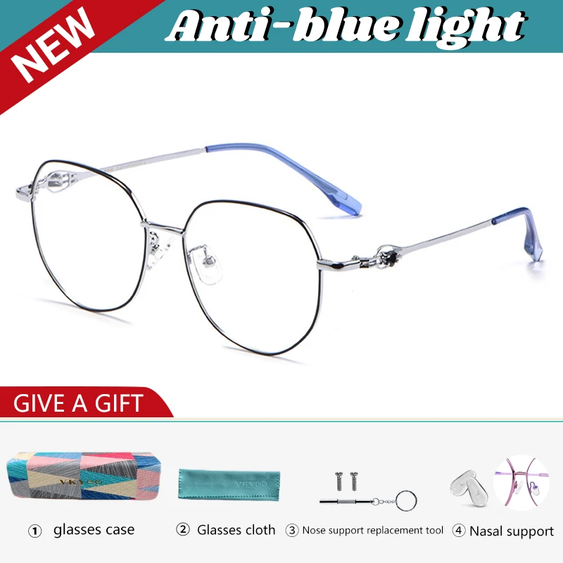 VICKY Simple Fashion Geometric Oval Design Men Women Anti-blue Light Reading Glasses Can Be Customized Prescription 9603