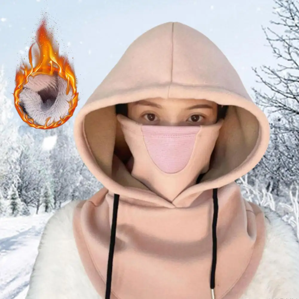 Hooded Fleece Beanie Hat with Face Cover Multifunctional Ski Balaclava for Men and Women Ideal for Cycling Camping and Skiing image 5