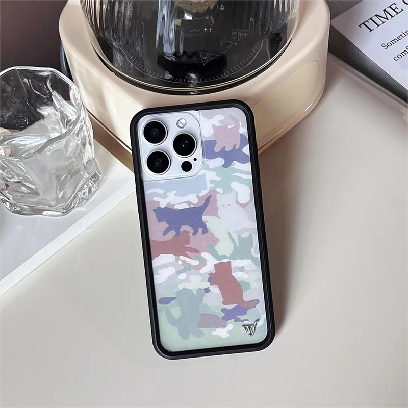 Wildflower Camouflage Animal Monkey Phone Case For iPhone 16 15 14 13 12 Pro Max Plus WF Lovely Dog Shockproof Hard Cover