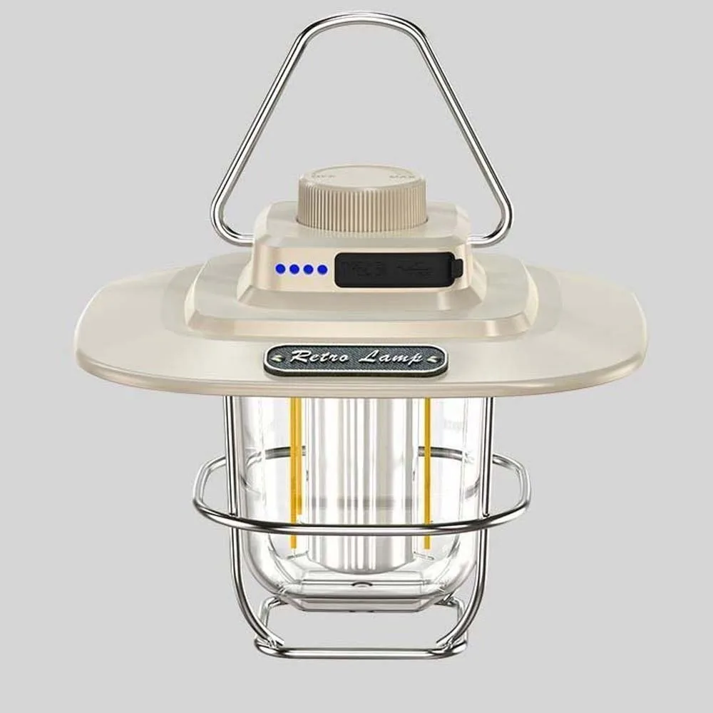 Hanging Retro Camping Lantern Waterproof 2000mAh Battery Tent Lamp Dimmable Energy Efficient Emergency Survival Lights Travel