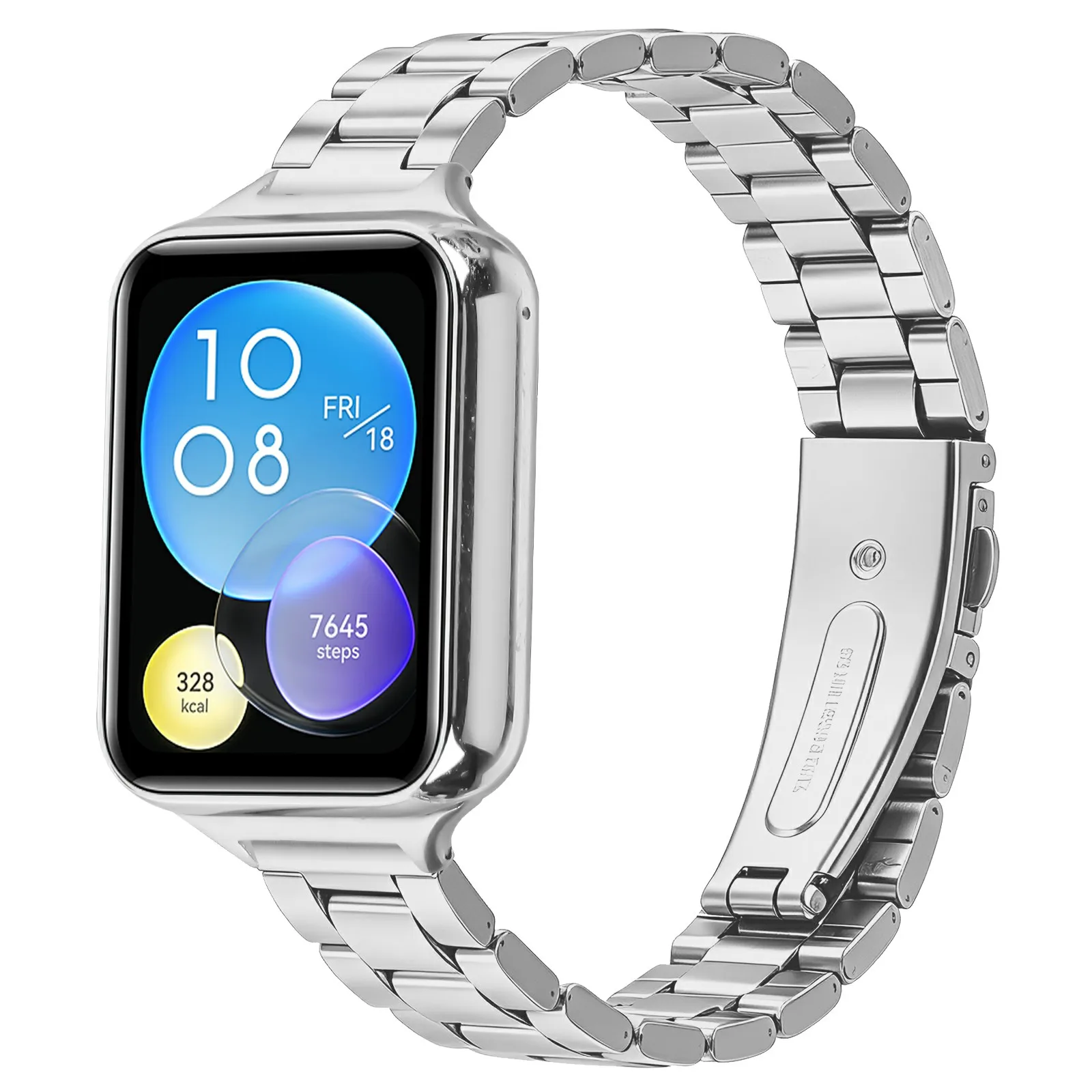 Stainless Steel Band for Xiaomi Smart Band 10 Pro / 9 Pro / 8 Pro / Redmi Watch 6 / 5 / 4 Three-bead Watch Strap with Folding Cl