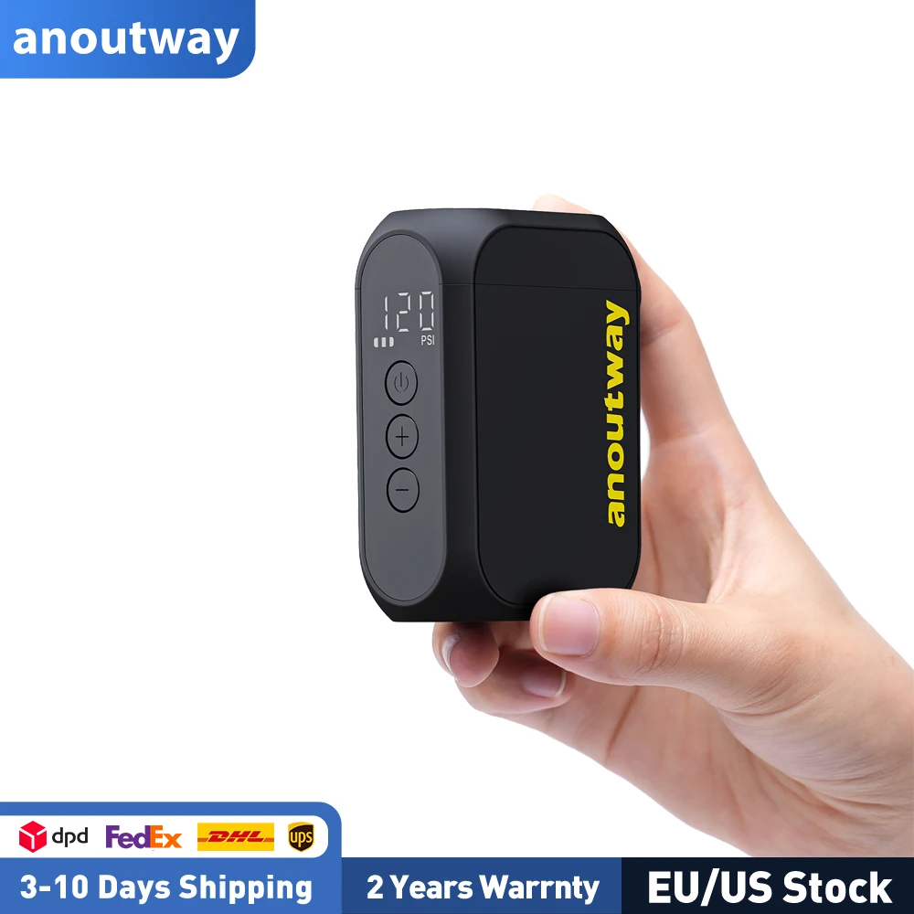 

anoutway AT1 MAX Electric Mini Bike Pump 120PSI Pressure 600mAh Battery Mini Bicycle Tire Inflator with LED Display Auto-Stop