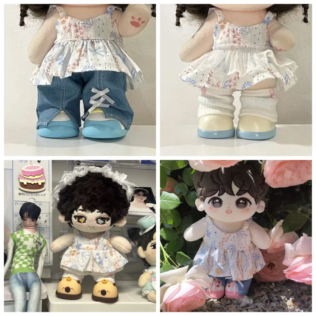 

10.15.20cm Cute Cotton Doll Plush Toy Gift Girl Versatile Dress Set Shoes