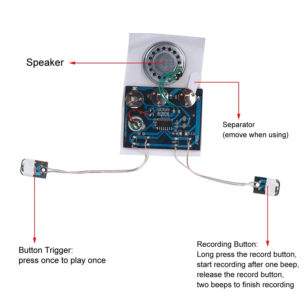 DIY Kit Voice Record Module Music Greeting Card Recorder Button Control Music Player For Gift Soldering Suite