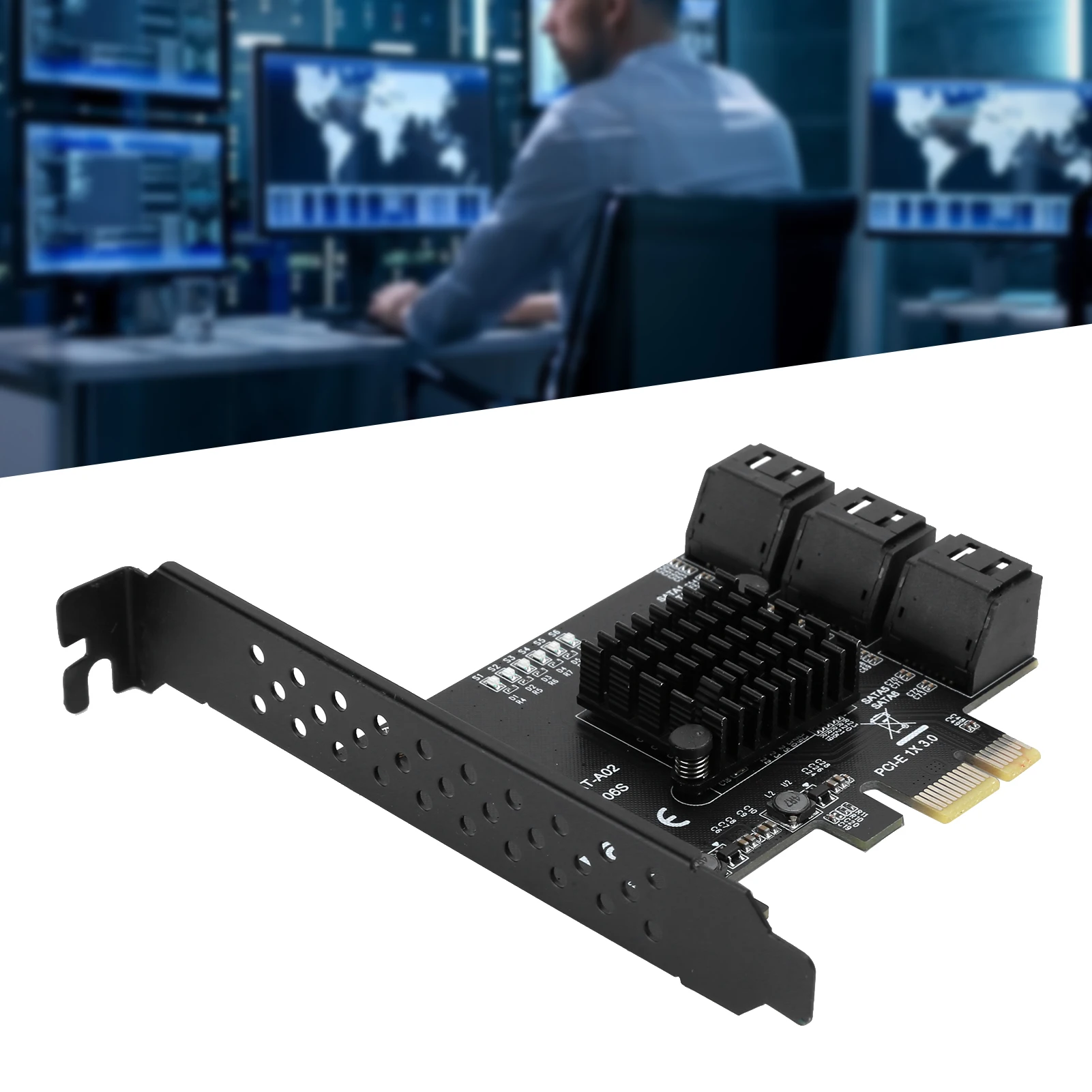 6G Expansion Card Electronic Component Expansion Card PCI‑E to 6‑Port SATA3.0 Hard Disk 6G ASM1166 Master GEN3 1 x Interface