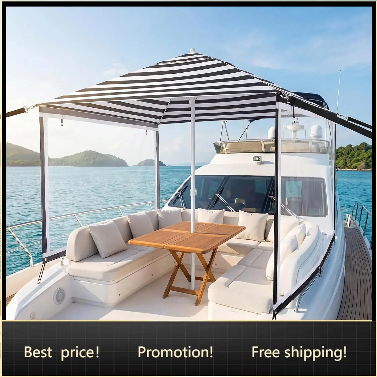 Brand new fast shippingBestsellerBoat Umbrella Sun Shade with Sidewalls Kit 6' x 6' Boat Sun Cover Anti-Ultraviolet, Adjustable