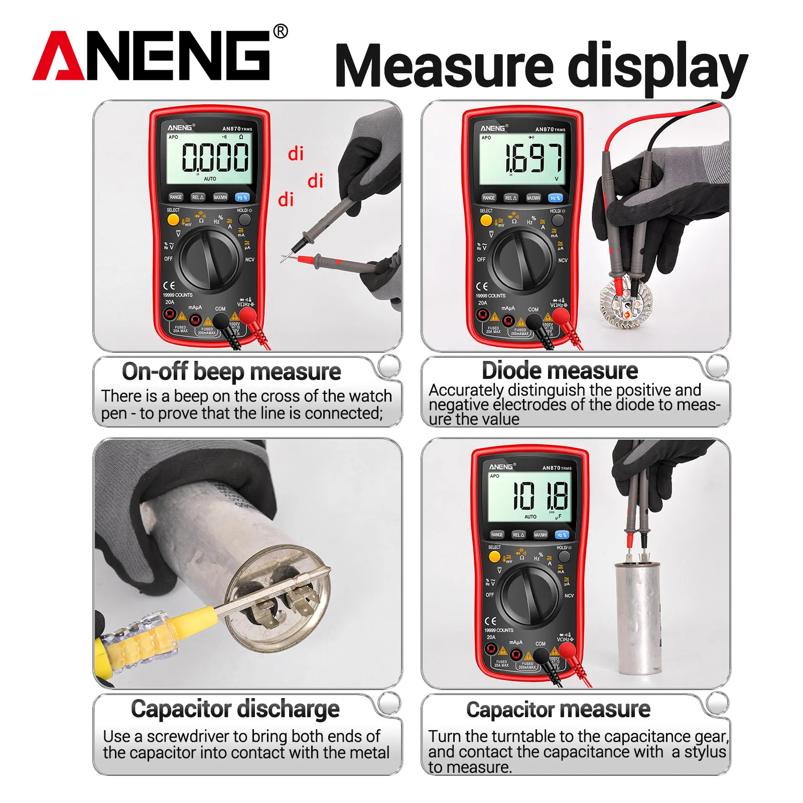 ANENG AN870 True RMS Digital Multimeter 19999 Counts Auto Range Tester Accuracy for AC/DC Voltage NCV Transistor Standard view 5